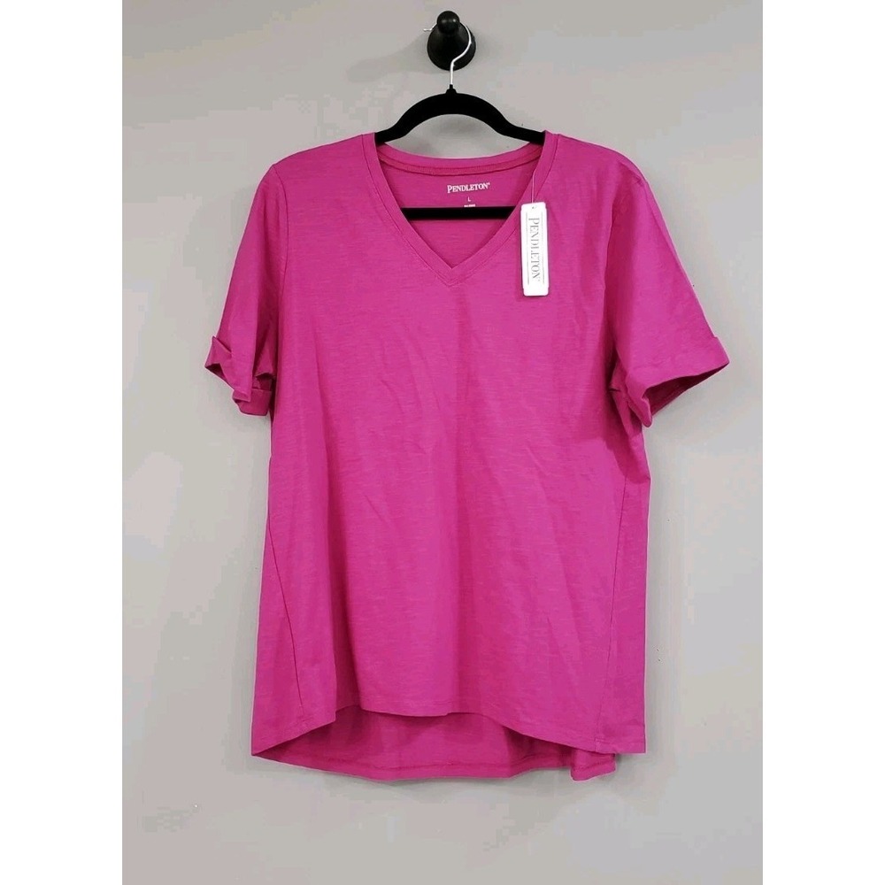 NEWâ Pendleton Women's 100% COTTON Short Sleeve Tshirt Classic Basic Solid VNECK